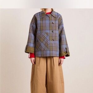 Damson Madder Plaid Double-Breasted Trench Coat